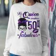 This Queen Makes 50 Look Fabulous 50Th Birthday Messy Bun Sweatshirt Gifts for Her