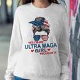 Yes Im An Ultra Maga Girl Proud Of It Usa Flag Messy Bun Sweatshirt Gifts for Her