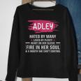 Adley Name Gift Adley Hated By Many Loved By Plenty Heart On Her Sleeve Sweatshirt Gifts for Old Women