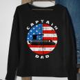 Captain Dad Pontoon Boat Retro Us Flag 4Th Of July Boating Zip Sweatshirt Gifts for Old Women