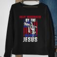 Fully Vaccinated By The Blood Of Jesus Christian USA Flag Sweatshirt Gifts for Old Women
