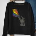 Howling Wolf Rainbow Watercolor Whimsical Animal Sweatshirt Gifts for Old Women