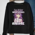 Just A Girl Who Loves Anime Peace Symbol V Fingers Fun Funny Sweatshirt Gifts for Old Women