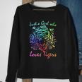 Just A Girl Who Loves Tigers Retro Vintage Rainbow Graphic Sweatshirt Gifts for Old Women