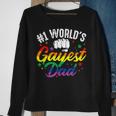 Mens 1 Worlds Gayest Dad Funny Fathers Day Lgbt Pride Rainbow 14 Shirt Sweatshirt Gifts for Old Women