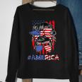 Mom Life Messy Bun America Flag Mothers Day Gift 4Th Of July Sweatshirt Gifts for Old Women