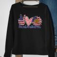 Peace Love America 4Th July Patriotic Sunflower Heart Sign Sweatshirt Gifts for Old Women