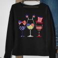 Red Wine And Blue 4Th Of July Red White Blue Wine Glasses Sweatshirt Gifts for Old Women