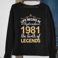 September 1981 Birthday Life Begins In September 1981 V2 Sweatshirt Gifts for Old Women