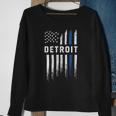 Thin Blue Line Heart Detroit Police Officer Michigan Cops Sweatshirt Gifts for Old Women