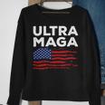 Ultra Maga Proud American Distressed Flag Patriotic Sweatshirt Gifts for Old Women