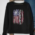 Vintage Usa American Flag Proud Hockey Dad Silhouette Funny Sweatshirt Gifts for Old Women