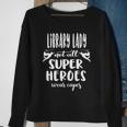 Womens Cool Super Library Lady Saying Library Lady Sweatshirt Gifts for Old Women