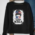 Womens Funny Ultra Maga Messy Bun Great Ultra Maga King Bleached Sweatshirt Gifts for Old Women