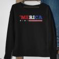 Womens Merica 4Th Of July Independence Day Patriotic American V-Neck Sweatshirt Gifts for Old Women