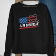 Womens Va Nurse Usa American Flag Stethoscope 4Th Of July Patriotic V-Neck Sweatshirt Gifts for Old Women