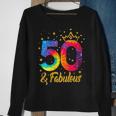 Womens Women 50 & Fabulous Happy 50Th Birthday Crown Tie Dye Sweatshirt Gifts for Old Women