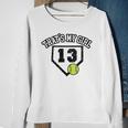 13 Thats My Girl Softball Mom Dad Of Number 13 Softball Sweatshirt Gifts for Old Women