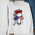 4Th Of July Patriotic Horse American Flag Sunglasses Sweatshirt Gifts for Old Women