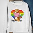 Cute Orange Tabby Cat Skateboarder Rainbow Heart Skater Sweatshirt Gifts for Old Women