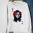 Halloween Sugar Skull With Red Floral Halloween Gift By Mesa Cute Sweatshirt Gifts for Old Women
