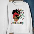 Junenth Is My Independence Day Black Queen And Butterfly Sweatshirt Gifts for Old Women