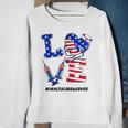 Love Healthcare Worker 4Th Of July American Flag Patriotic Sweatshirt Gifts for Old Women
