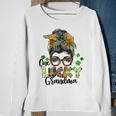 One Lucky Grandma Shamrock Plaid Leopard St Patricks Day Sweatshirt Gifts for Old Women