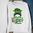 One Lucky Mama St Patricks Day Irish Shamrock Messy Bun Mom Sweatshirt Gifts for Old Women