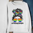 Proud Mom Lgbt Gay Pride Messy Bun Rainbow Lgbtq Sweatshirt Gifts for Old Women