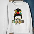 Teacher Life Messy Bun Hair Women Teachers Day Sweatshirt Gifts for Old Women