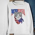 Womens Merica Cat Happy 4Th Of July American Flag Great Family Gift V-Neck Sweatshirt Gifts for Old Women
