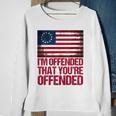 Womens Old Glory Betsy Ross Im Offended That Youre Offended V-Neck Sweatshirt Gifts for Old Women