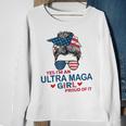 Yes Im An Ultra Maga Girl Proud Of It Usa Flag Messy Bun Sweatshirt Gifts for Old Women