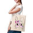 Cute Bunny Rabbit Face Tie Dye Glasses Girl Happy Easter Day Tote Bag