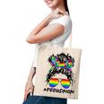 Proud Mom Lgbt Gay Pride Messy Bun Rainbow Lgbtq Tote Bag