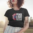 Peace Love Freedom America Usa Flag Sunflower Women T-shirt Gifts for Her