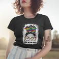 Womens Free Mom Hugs Messy Bun Lgbt Pride Rainbow V2 Women T-shirt Gifts for Her