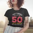 Womens Just Turned 50 Party Until 9Pm Funny 50Th Birthday Gag Gift Women T-shirt Gifts for Her