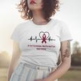 Arteriovenous Malformation Awareness Heartbeat Burgundy Ribbon Arteriovenous Malformation Support Arteriovenous Malformation Awareness Women T-shirt Gifts for Her