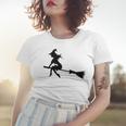 Halloween Young Scary Witch On Broom Pattern Women T-shirt Gifts for Her