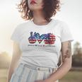Peace Love America Flag Sunflower 4Th Of July Memorial Day Women T-shirt Gifts for Her