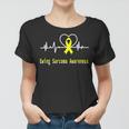 Ewings Sarcoma Awareness Heartbeat Yellow Ribbon Ewings Sarcoma Ewings Sarcoma Awareness Women T-shirt