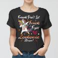 Friends Dont Let Friends Fight Leukemia Alone Unicorn Orange Ribbon Leukemia Leukemia Awareness Women T-shirt