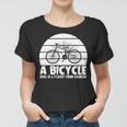 Funny Bicycle I Ride Fun Hobby Race Quote A Bicycle Ride Is A Flight From Sadness Women T-shirt