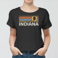 Graphic Tee Indiana Us State Map Vintage Retro Stripes Women T-shirt