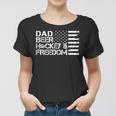 Mens Dad Beer Coach & Freedom Hockey Us Flag 4Th Of July Women T-shirt