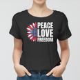 Peace Love Freedom America Usa Flag Sunflower Women T-shirt