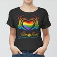 Rainbow Heart Skeleton Love Is Love Lgbt Gay Lesbian Pride Women T-shirt