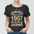 September 1957 Birthday Life Begins In September 1957 V2 Women T-shirt